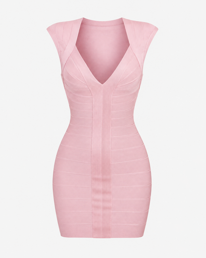 Women's Bandage Bodycon Mini Dress – Deep V Neck Figure-Hugging Party & Evening Dress