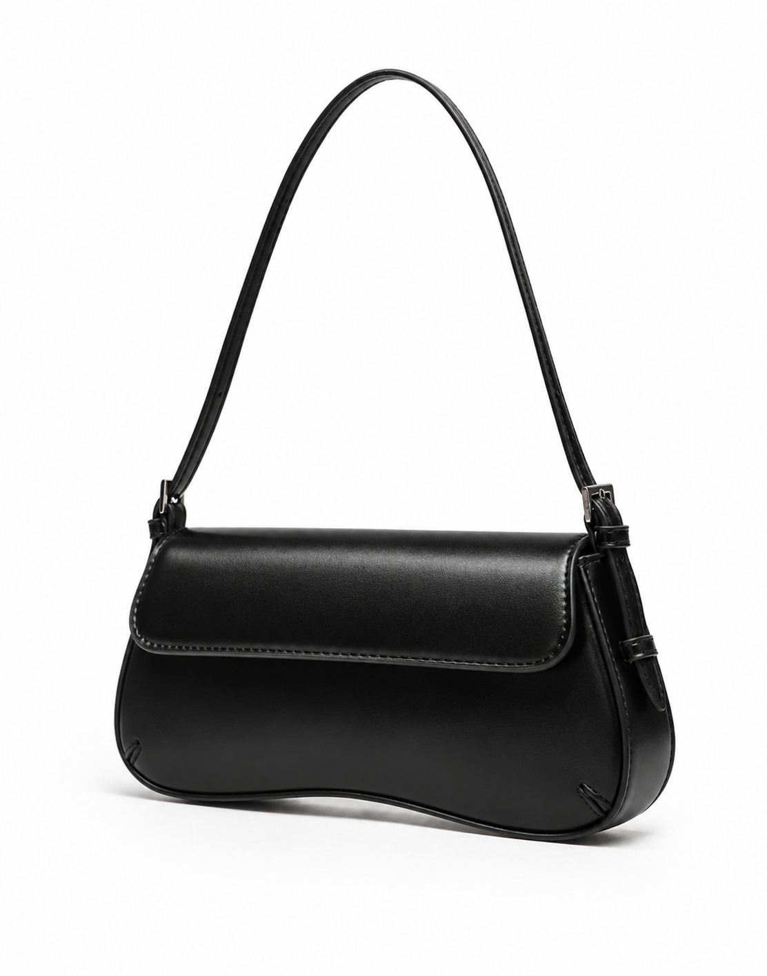Classic Retro Baguette Shoulder Bag for Women in Black
