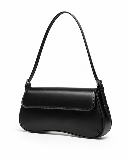 Classic Retro Baguette Shoulder Bag for Women in Black