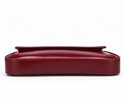 Classic Retro Baguette Shoulder Bag for Women in Maroon