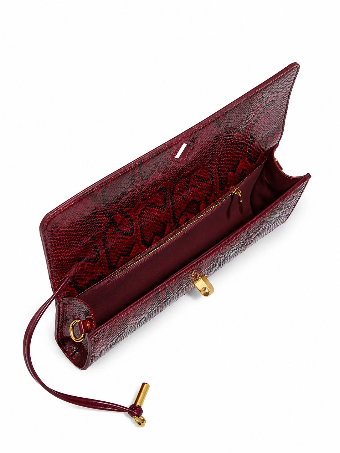 Women's Snake Print Detail Clutch Bag with Gold Knot