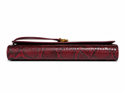 Women's Snake Print Detail Clutch Bag with Gold Knot