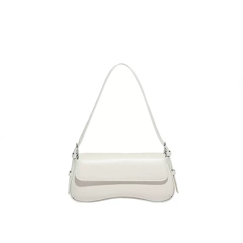 Classic Retro Baguette Shoulder Bag for Women in White